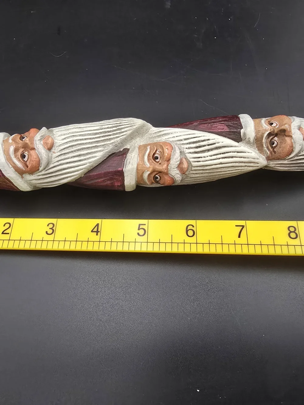 Triple Santa Hanging Ornament in White and Burgundy